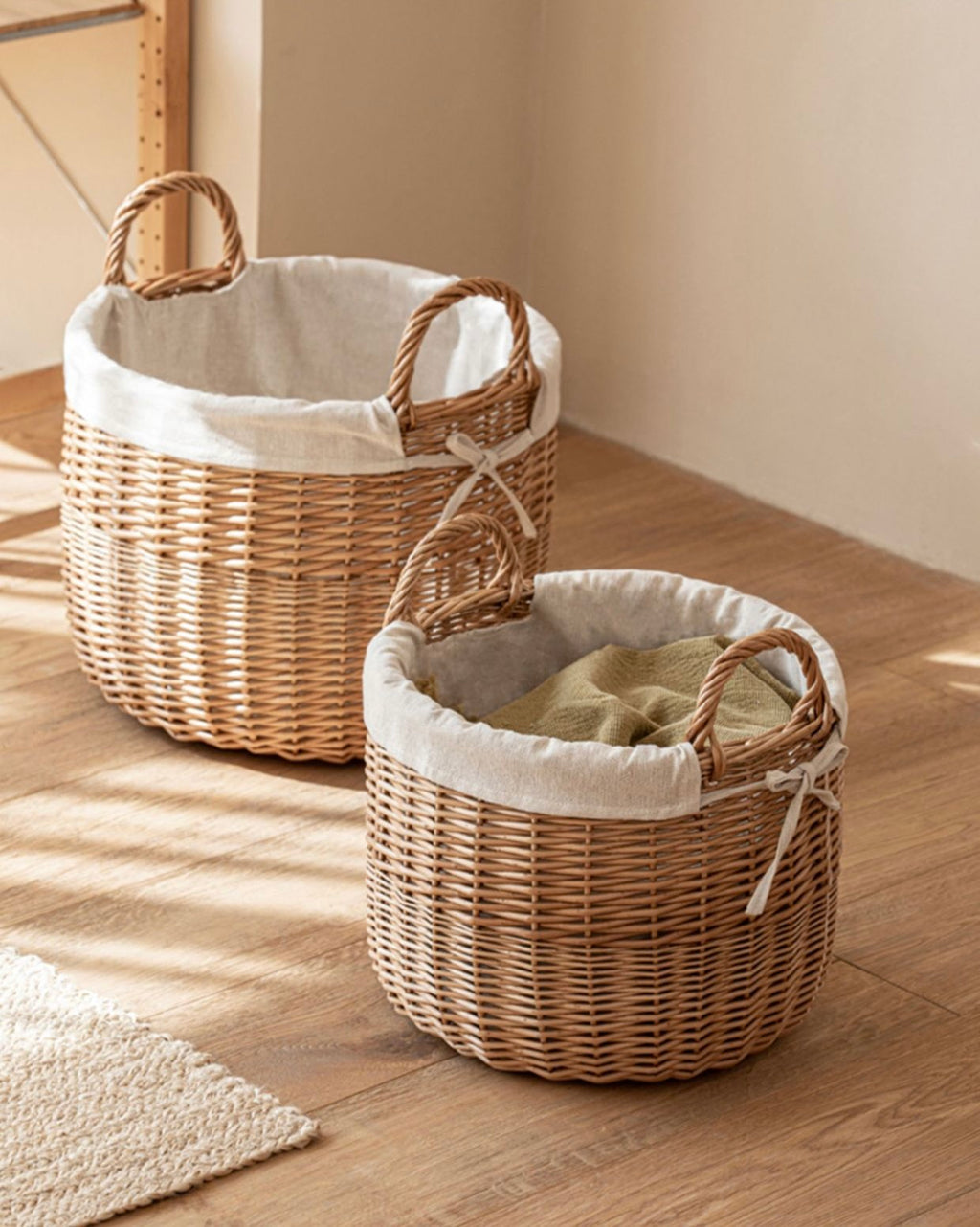 Nordic Woven Basket Duo with Cotton Liners Berriscent