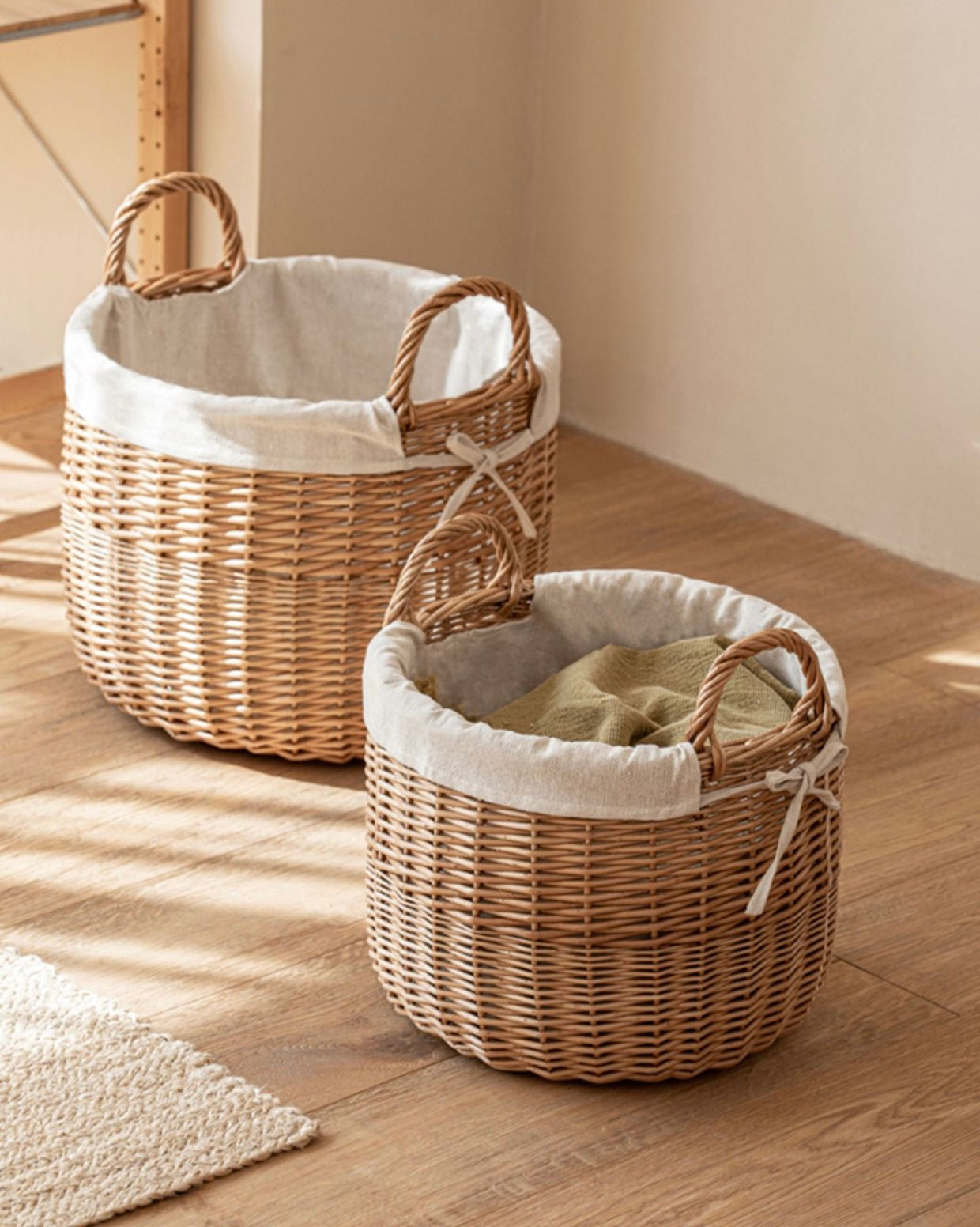 Nordic Woven Basket Duo with Cotton Liners Berriscent