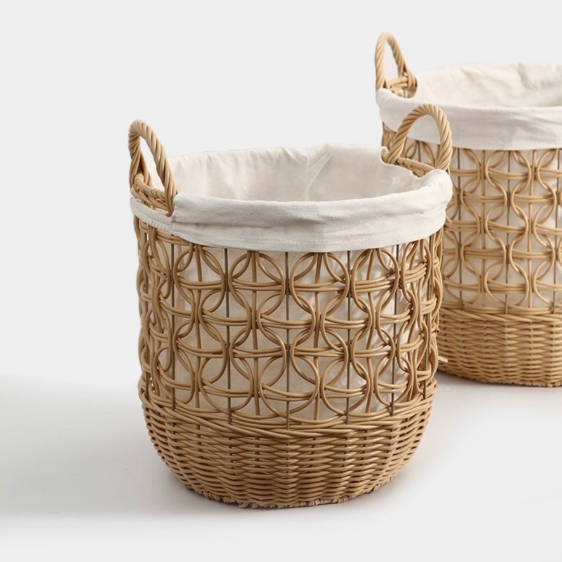 Woven Rattan Storage Basket with Cotton Lining Berriscent