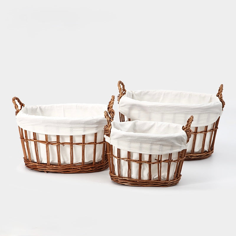 Wicker Storage Basket with Cotton Lining Berriscent