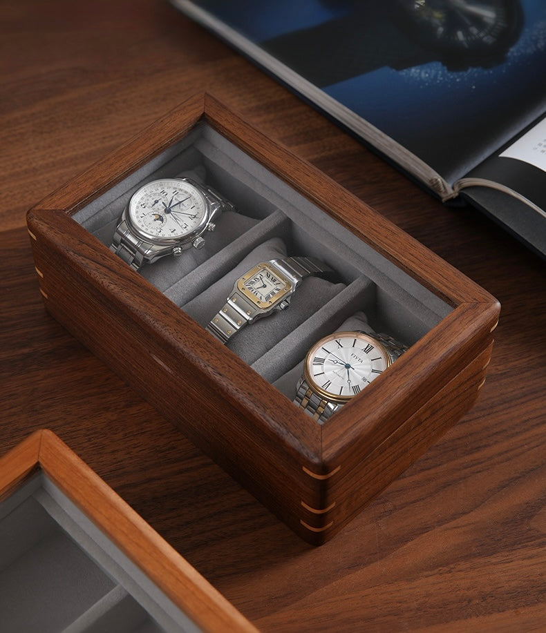 Aurelius Walnut Watch Display Case – 3 Slot Berriscent