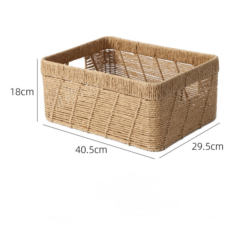 Rectangular Handwoven Natural Storage Basket with Handles Berriscent