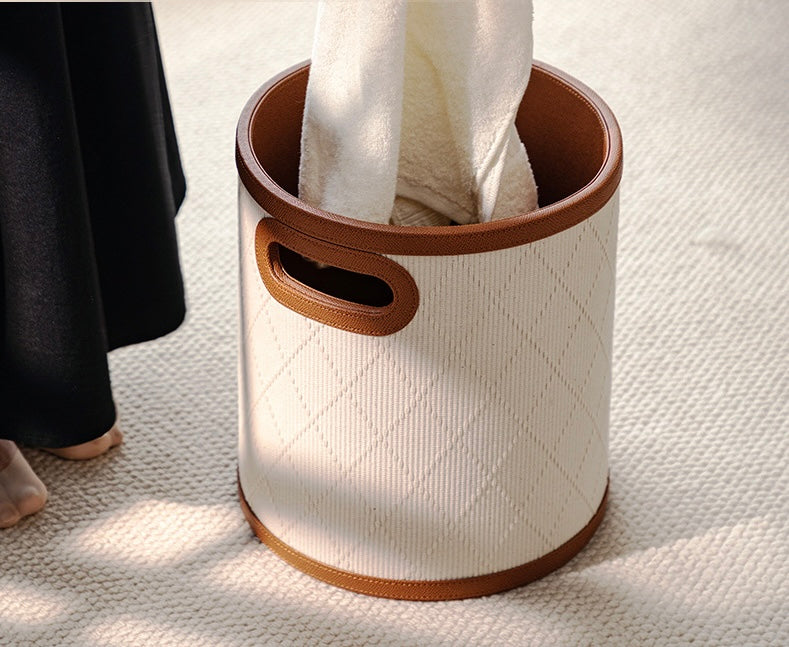 Round Woven Storage Basket – Beige & Brown Berriscent