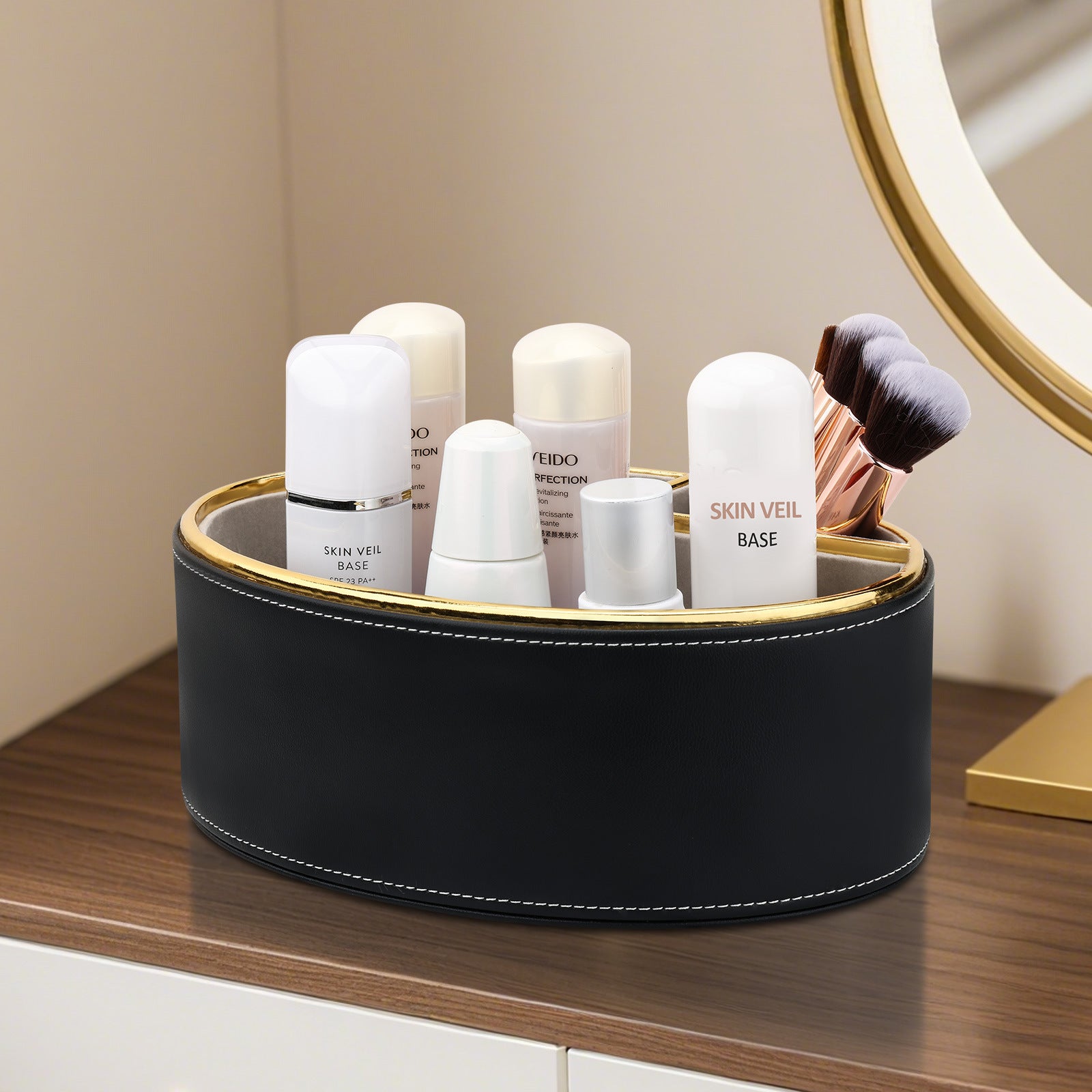 Luxe Black Oval Organizer with Gold Trim Berriscent