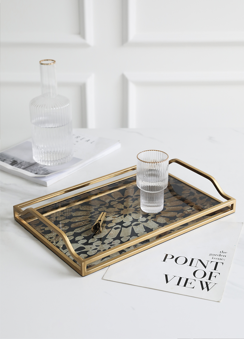 Luxury Glass & Gold Decorative Tray Berriscent