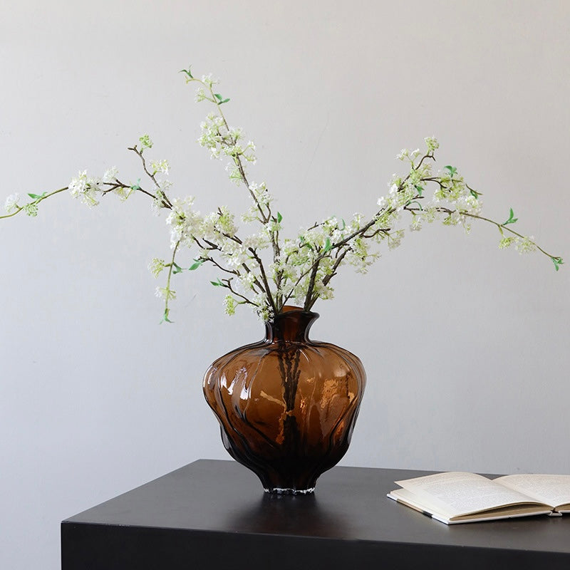 Sculpted Amber Glass Vase Berriscent