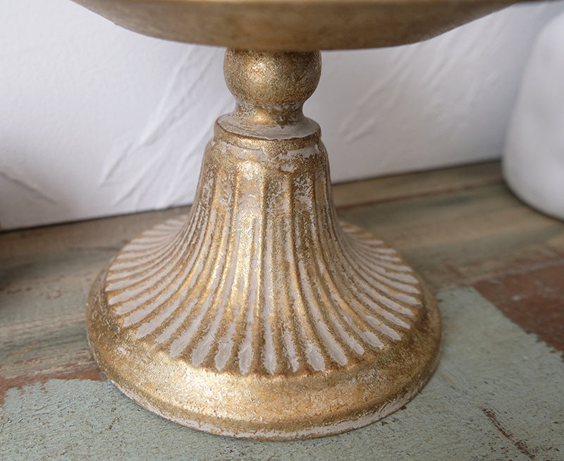 Aged Gold Cast-Iron Pedestal Holder Berriscent