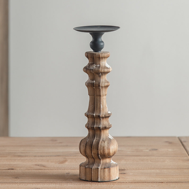 Rustic Manor Carved Wooden Candle Holders Berriscent