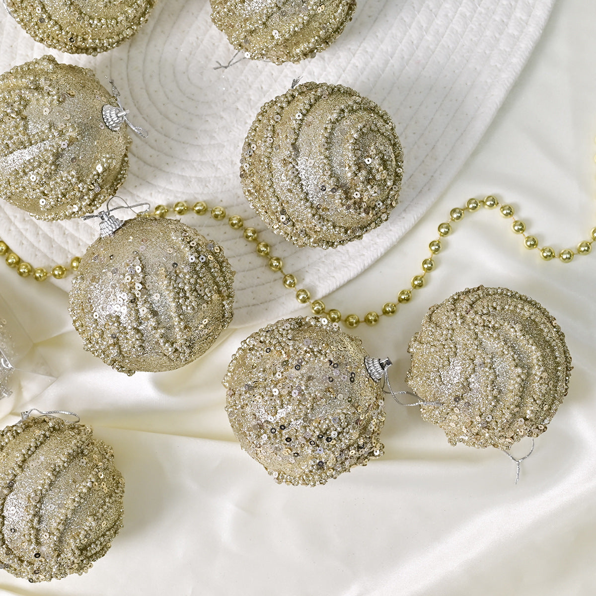 Golden Symphony Sequin Ornament Set Berriscent