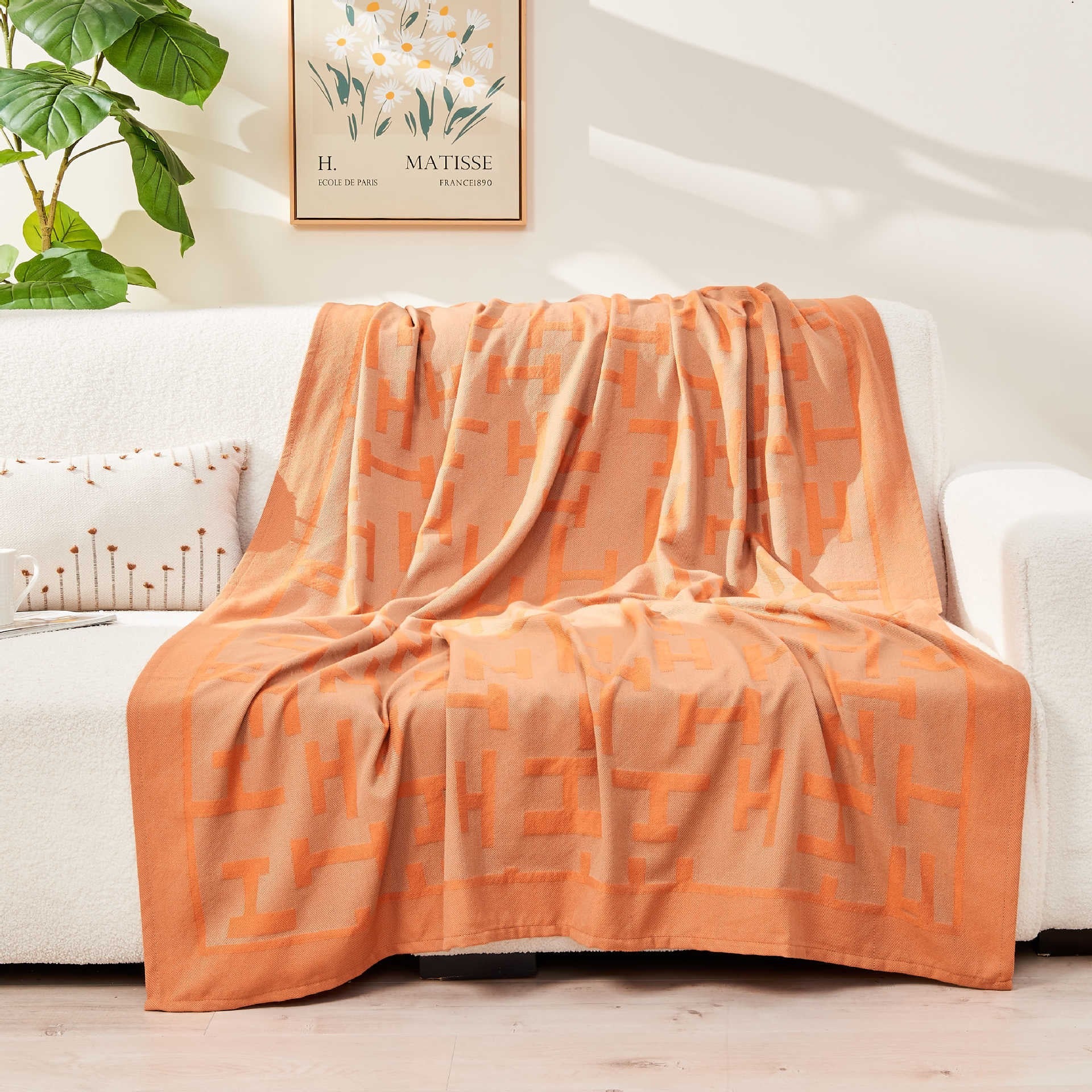 Linea Harmony Throw – Modern Geometric Jacquard Elegancen Berriscent