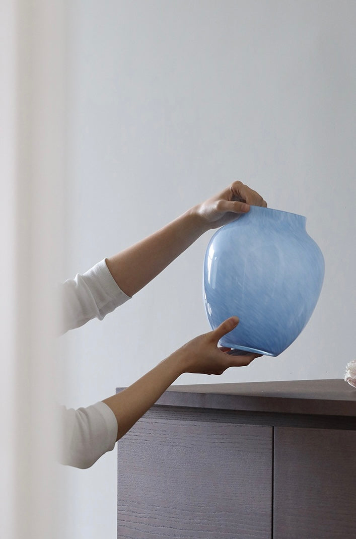 Hand-Blown Pastel Marbled Glass Vase Berriscent