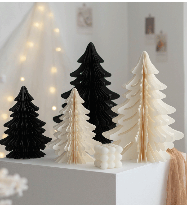 Elegant Foldable Paper Christmas Trees – 3D Holiday Decoration Set
