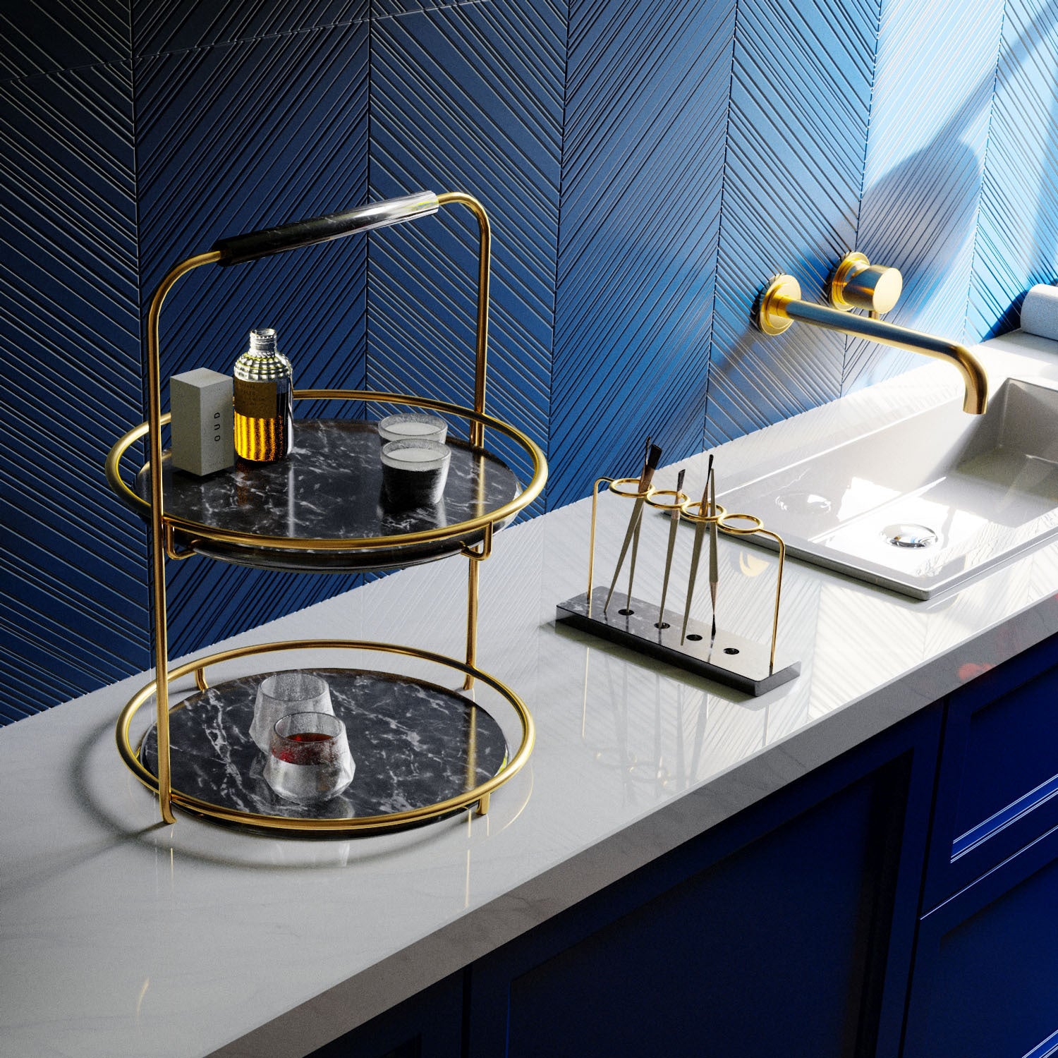 Aurelia Marble Two-Tier Organizer Berriscent