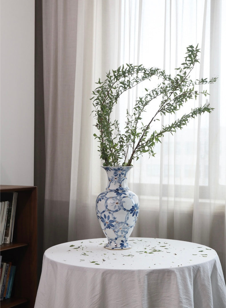 Azure Bloom Porcelain Vase Berriscent