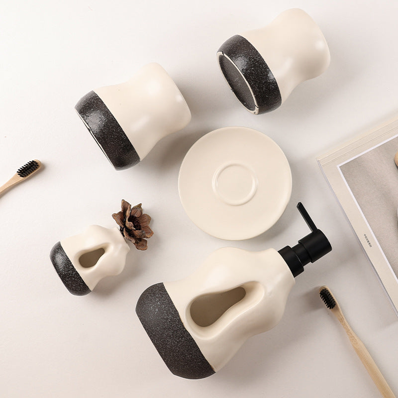Organic Form Ceramic Bathroom Set – 5-Piece Collection Berriscent