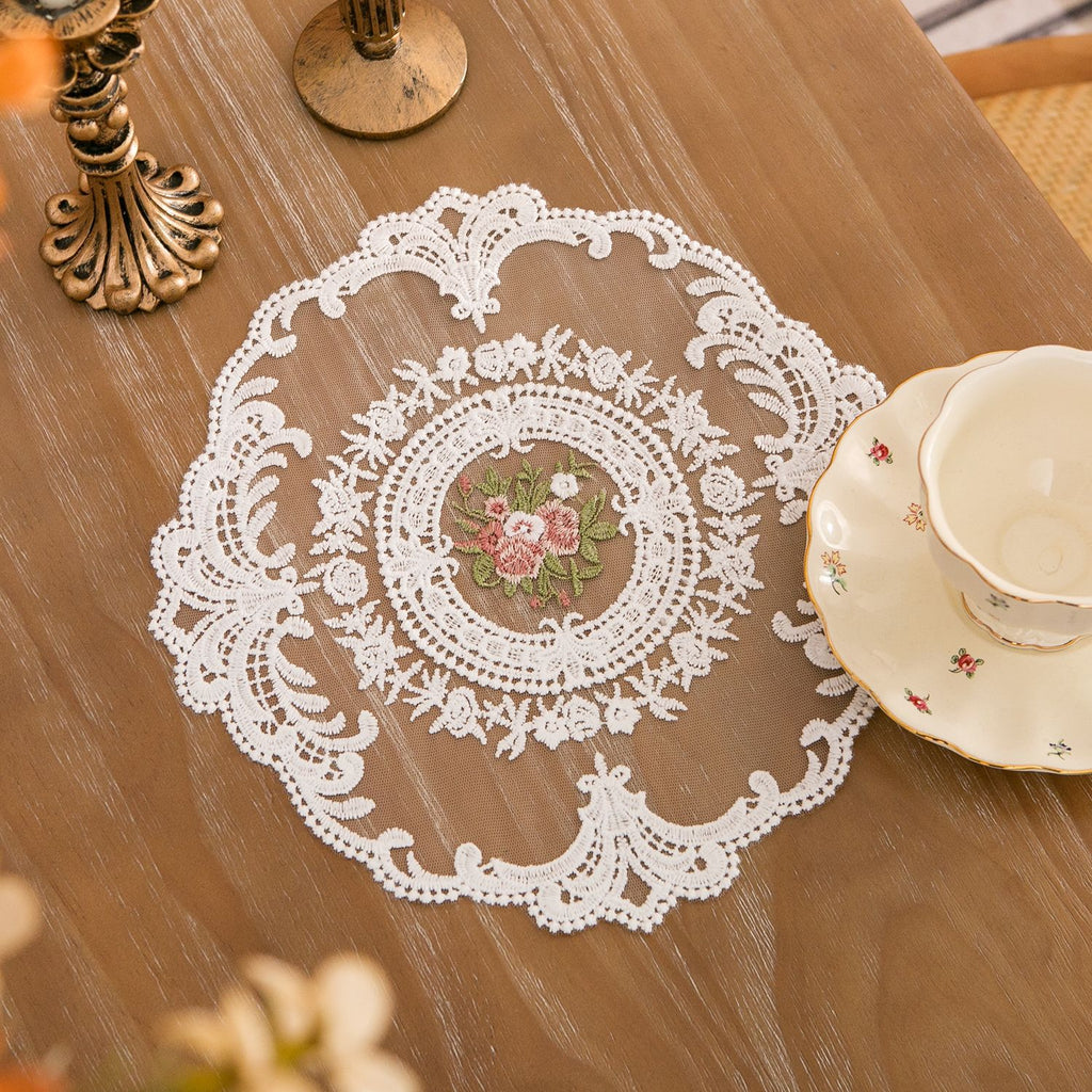Rosette Embroidered Lace Placemat Berriscent