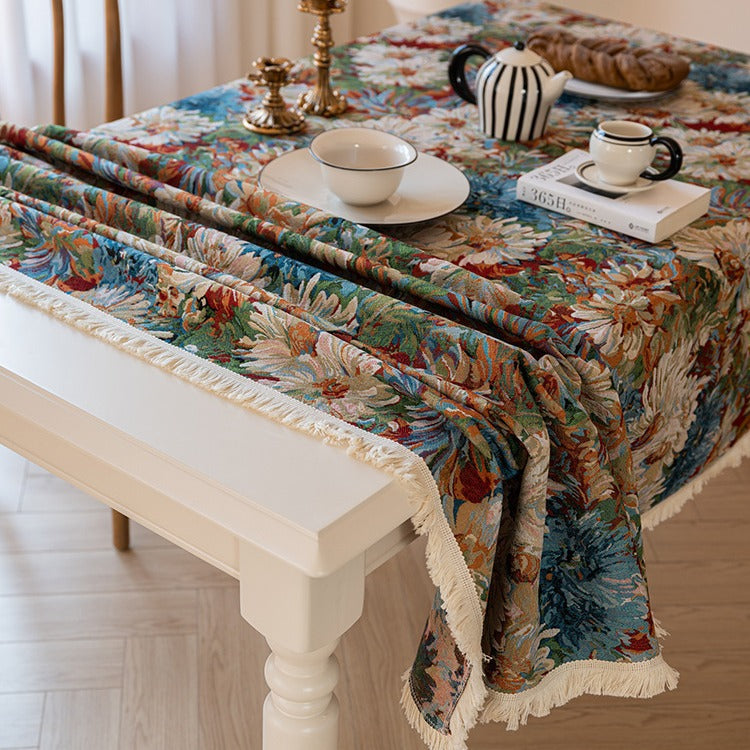 Renaissance Bloom Tapestry Tablecloth Berriscent