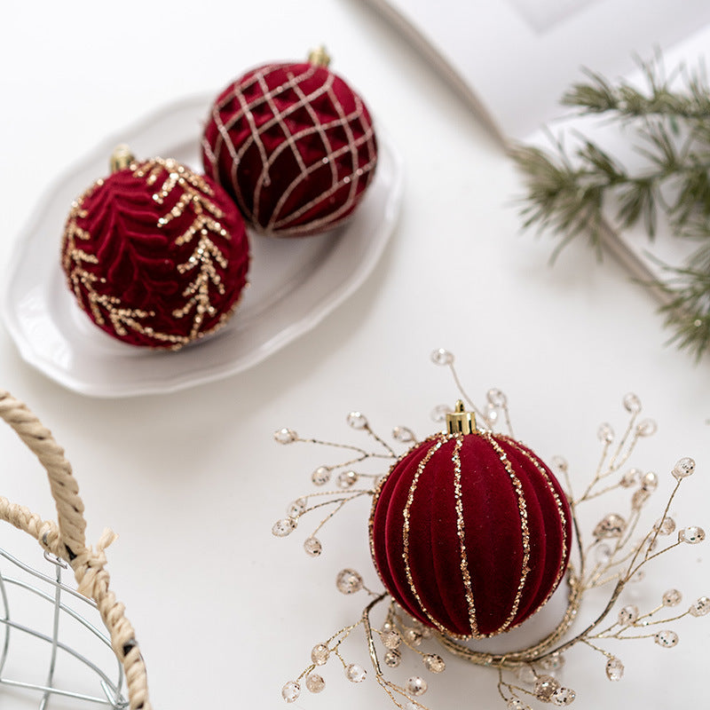 Luxurious Velvet & Glitter Christmas Ornaments Set