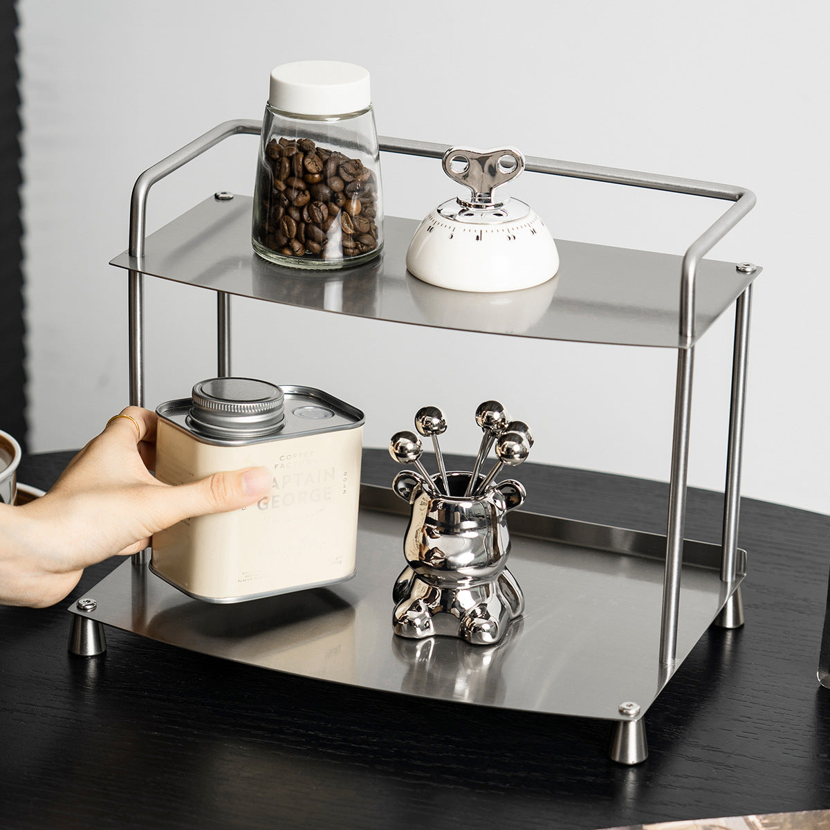 Stainless Steel Countertop Organizer – Two-Tier Design Berriscent