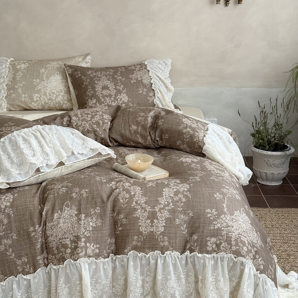 Maison Fleur Lace-Trim Bedding Set Berriscent