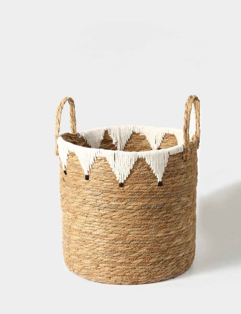 Handwoven Seagrass Storage Basket with Handles Berriscent