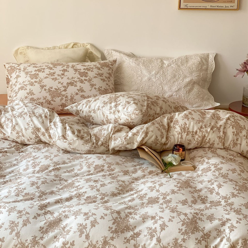 Soft Botanical Cotton Bedding Set — Blush Sand Floral Berriscent