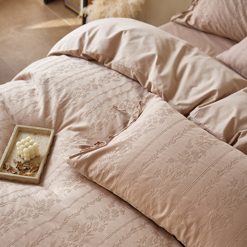 Élitaire French Brushed Cotton Jacquard Bedding Set Berriscent