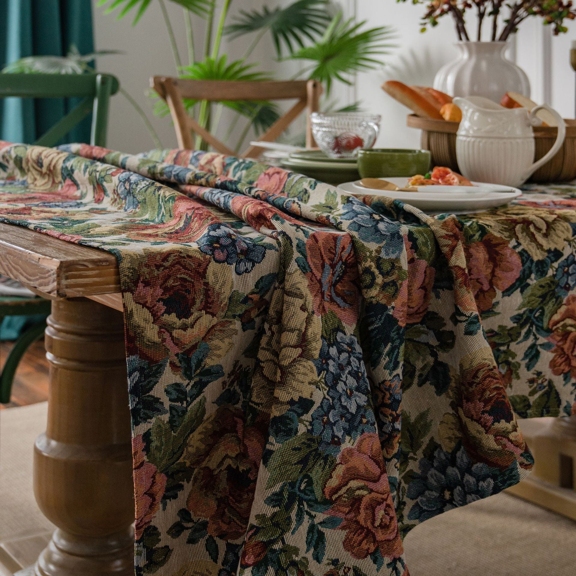 The Heritage Bloom | Jacquard Cotton Blend Tablecloth