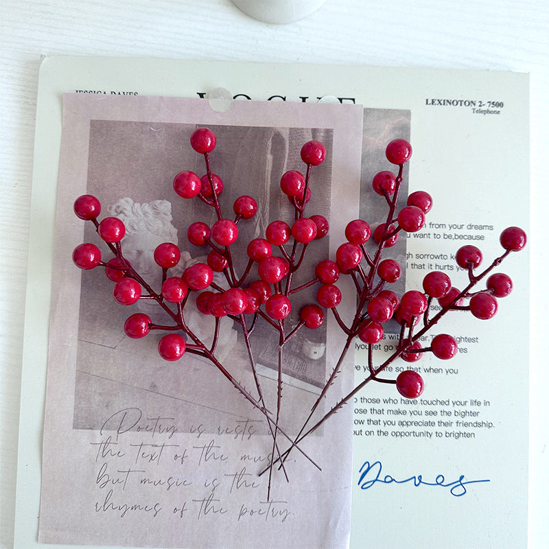 Festive Artificial Red Berry Stems Berriscent