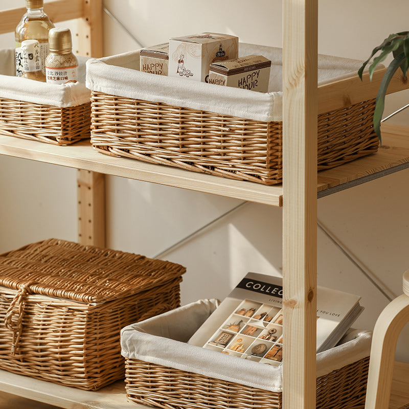 Rustic Woven Storage Basket with Cotton Liner Berriscent