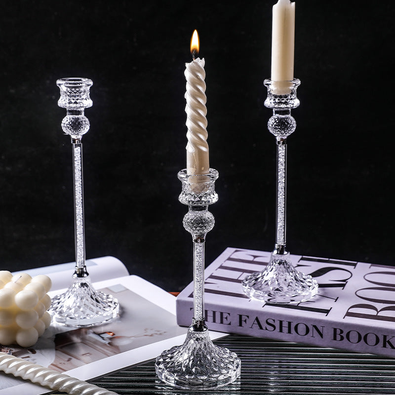 Crystal Glass Candlestick Set – 3 Pieces Berriscent