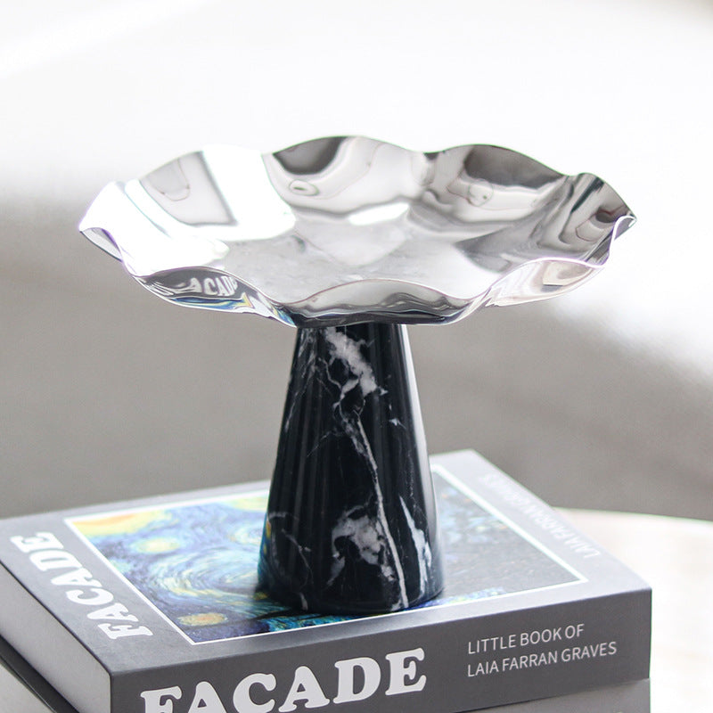 Marble Base Sculpted Metal Bowl Berriscent