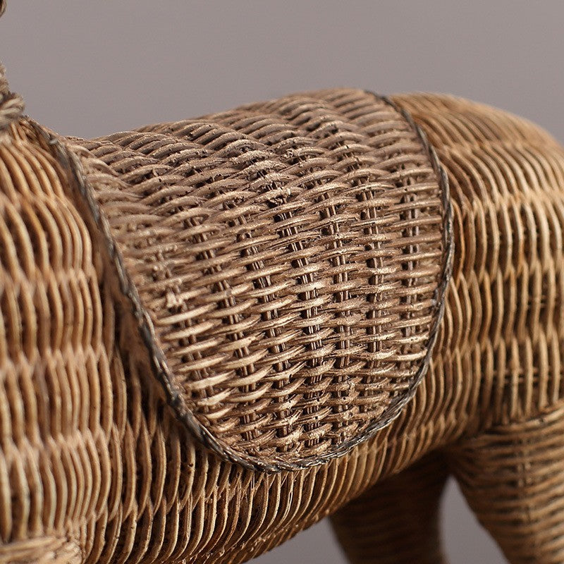 Handwoven Rattan Horse Decorative Sculpture Berriscent