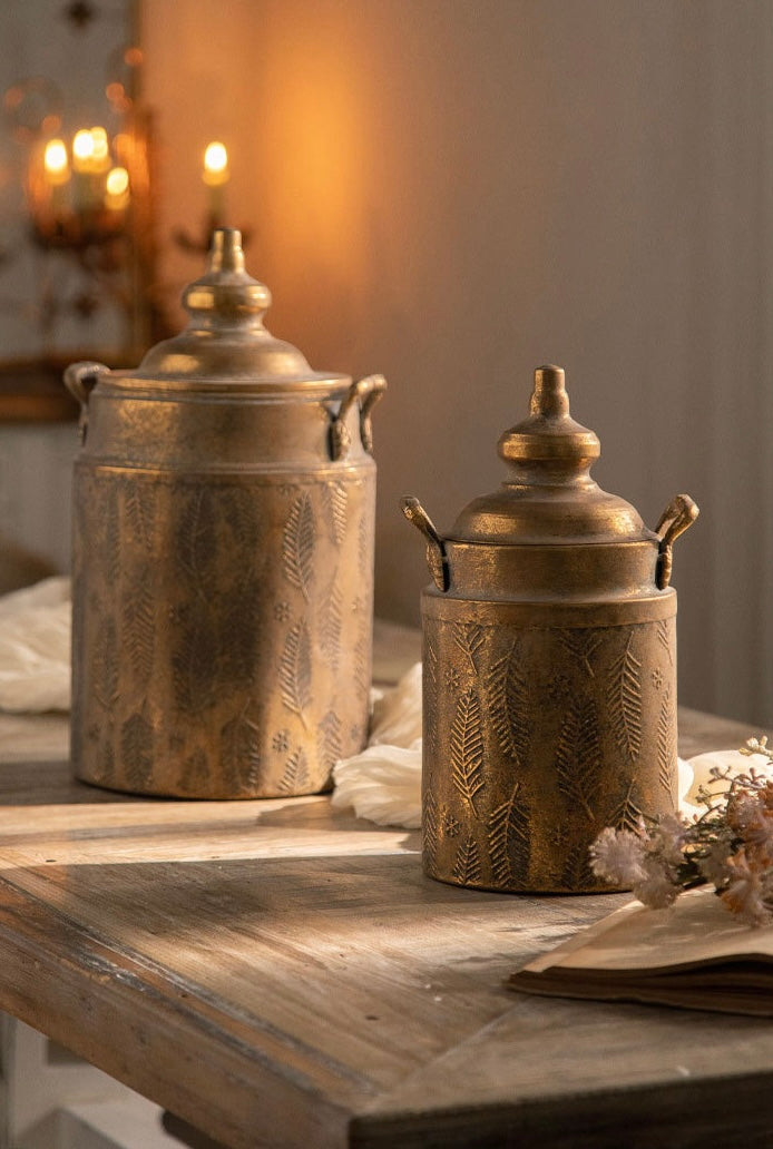 Golden Embossed Storage Jars Berriscent
