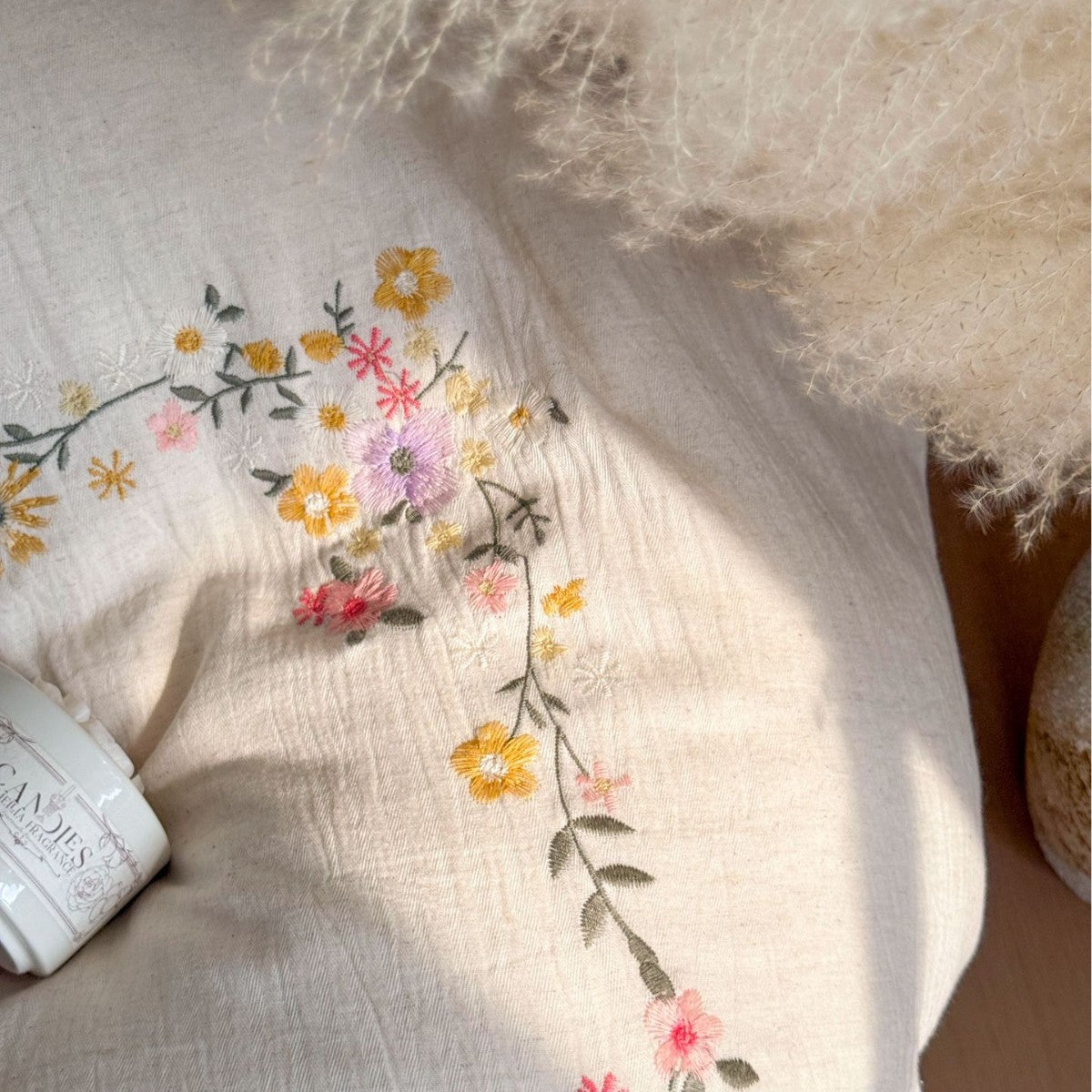 Maison Fleur Embroidered Cotton-Linen Bedding Set Berriscent