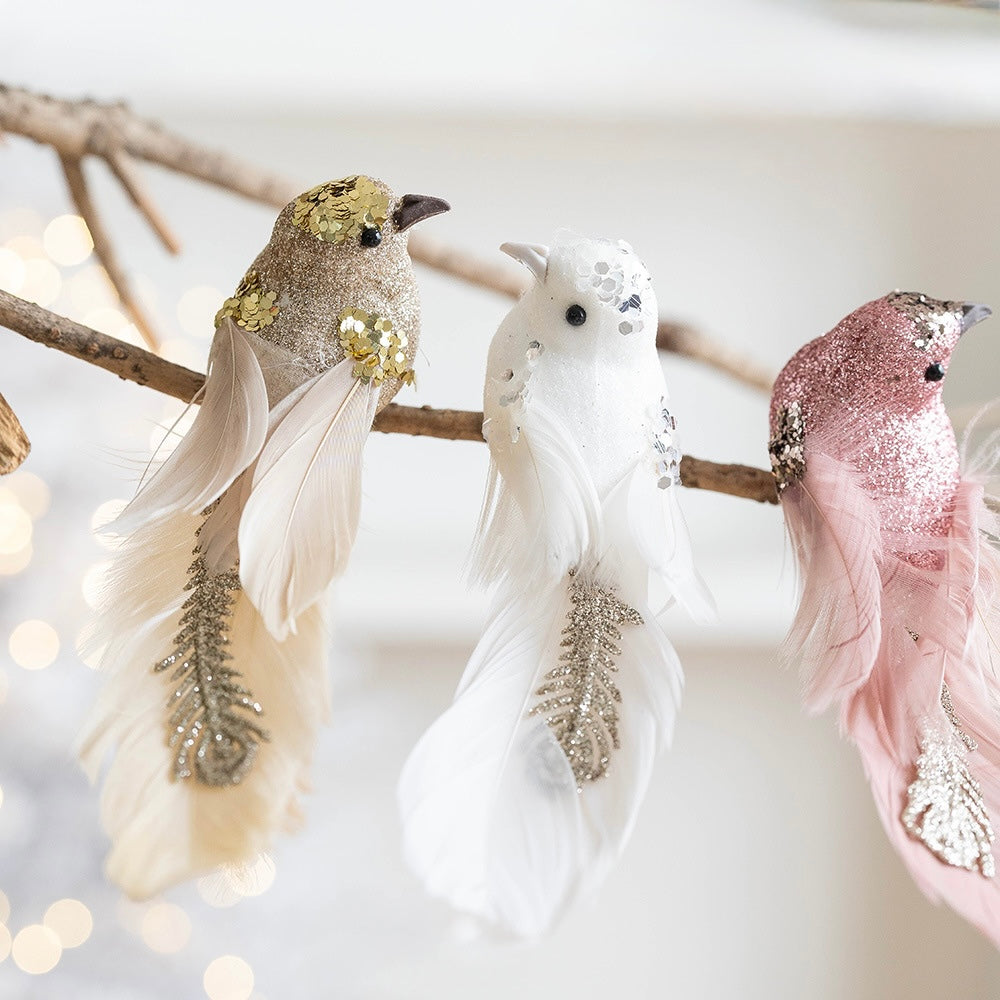 Enchanted Feathered Birds – Pair Ornaments