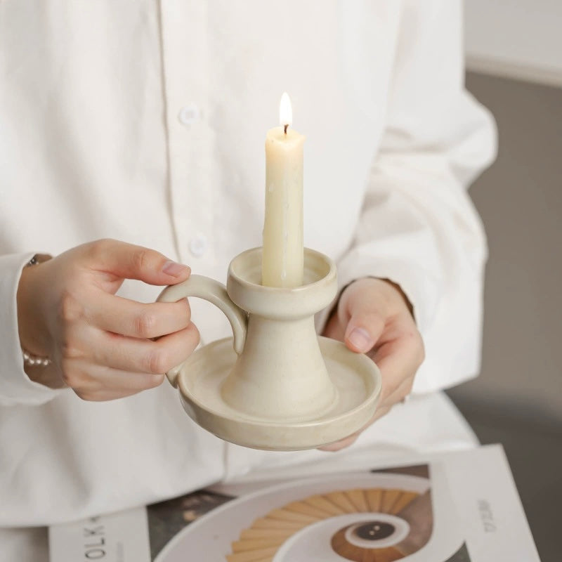 Classic Handle Ceramic Candle Holder Berriscent