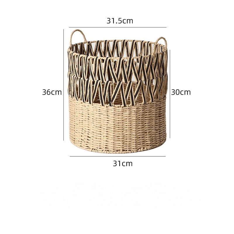 Handwoven Natural Fibre Storage Basket with Handles Berriscent
