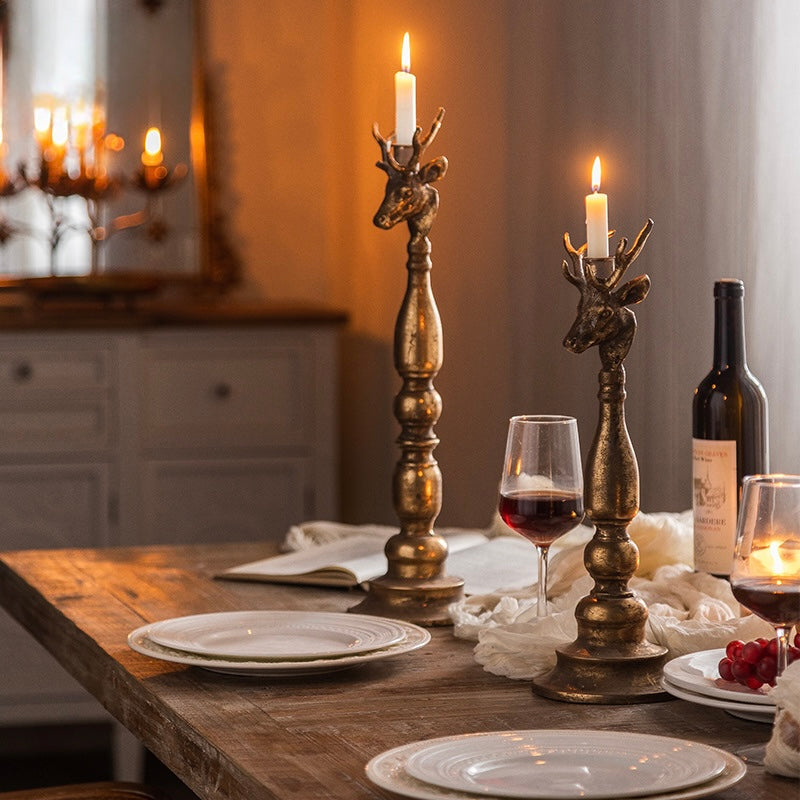 Regal Stag Candlestick – Iron Candle Holder Berriscent