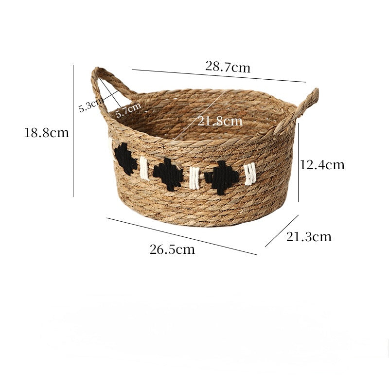 Geometric Woven Seagrass Storage Basket