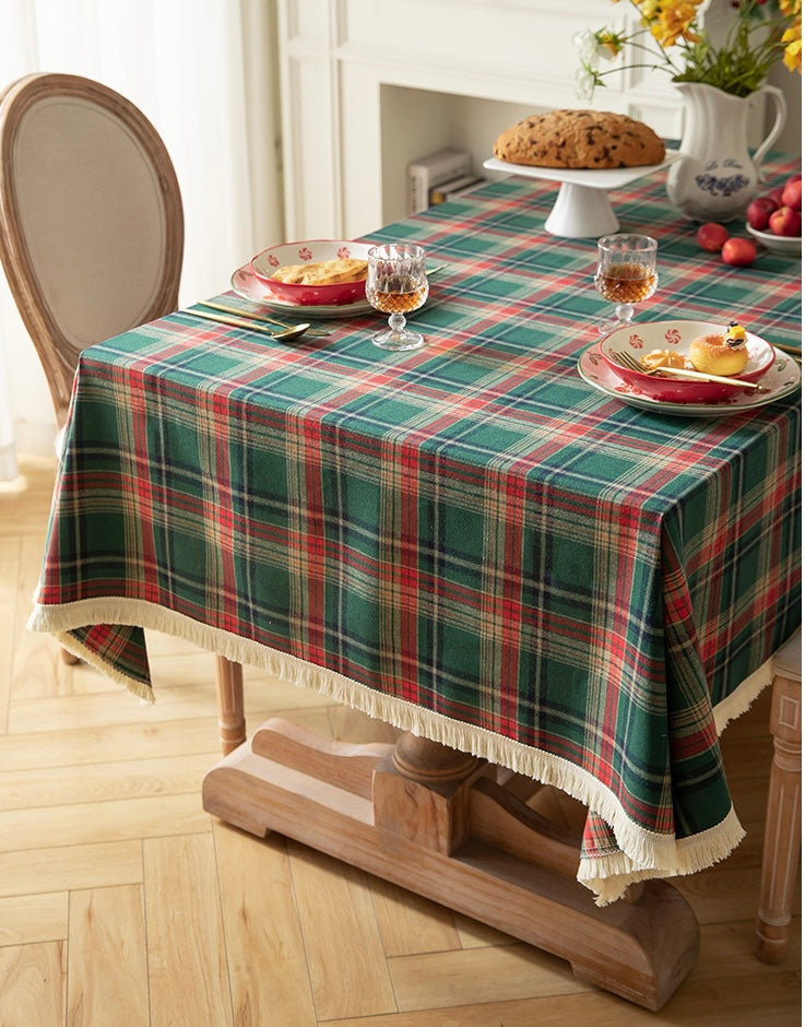 Highland Noel Plaid Christmas Tablecloth Berriscent