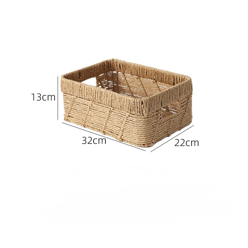 Rectangular Handwoven Natural Storage Basket with Handles Berriscent