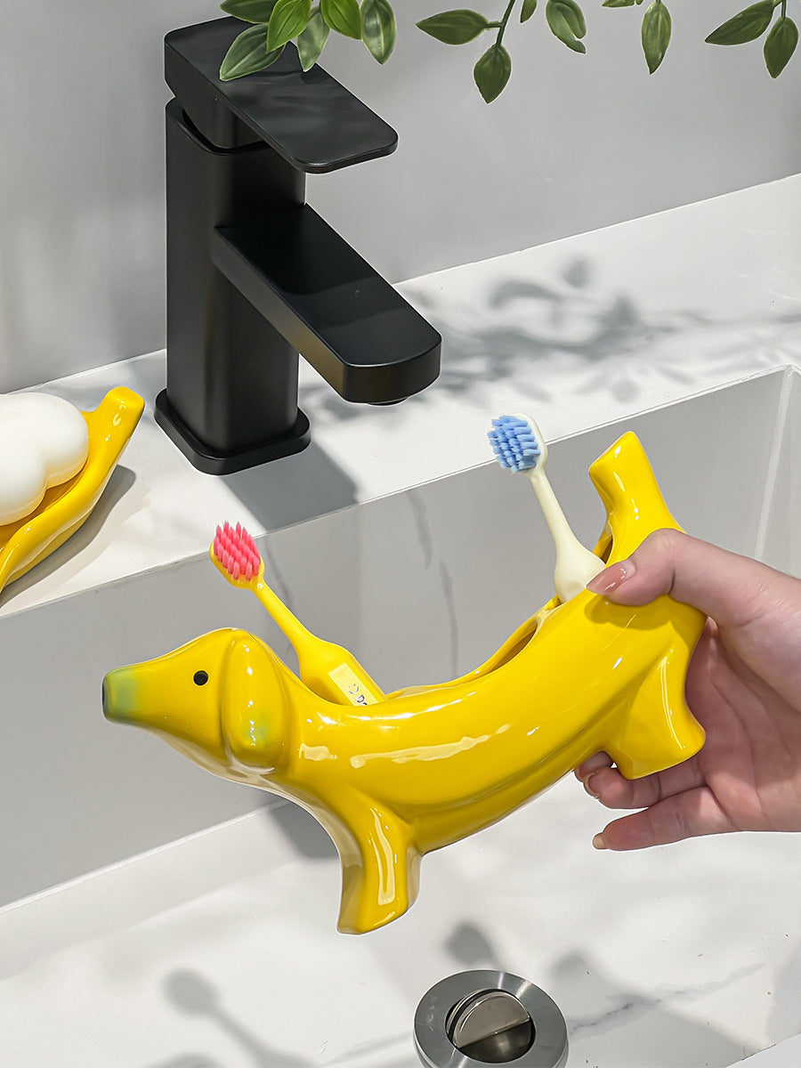 Dachshund Ceramic Vanity Organizer Berriscent