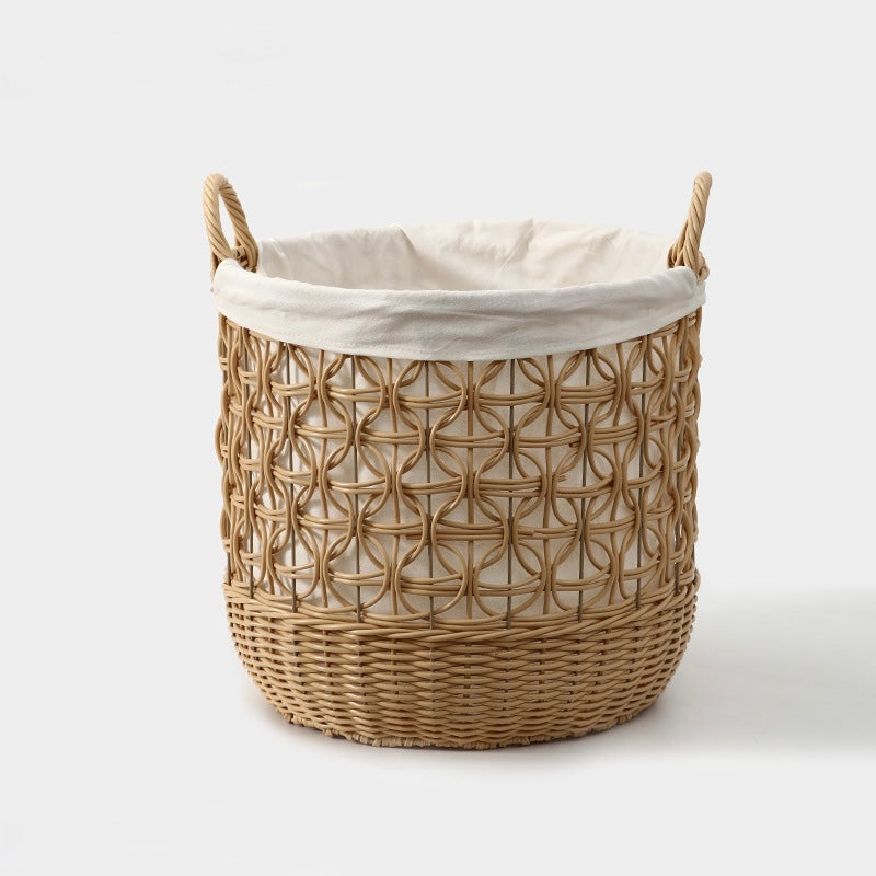 Woven Rattan Storage Basket with Cotton Lining Berriscent