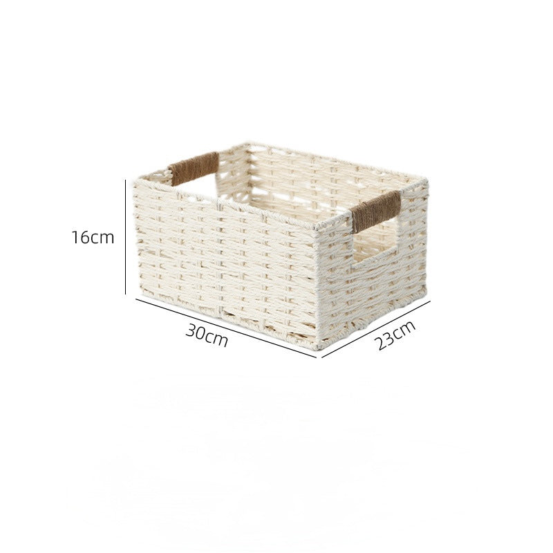 Rectangular Handwoven Storage Basket – Natural White Berriscent