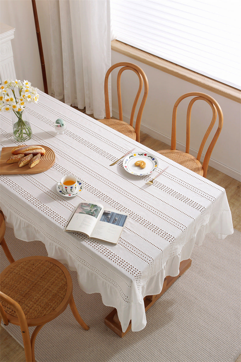 White Haven Lace Tablecloth | Pure Cotton Decorative Cover Berriscent