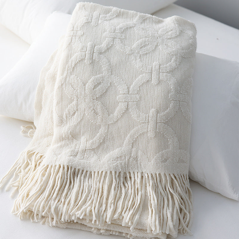 Interlock Chain Knit Throw Blanket Berriscent