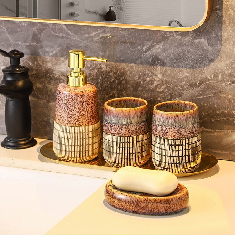 Aurora Glaze Ceramic Bathroom Set Berriscent