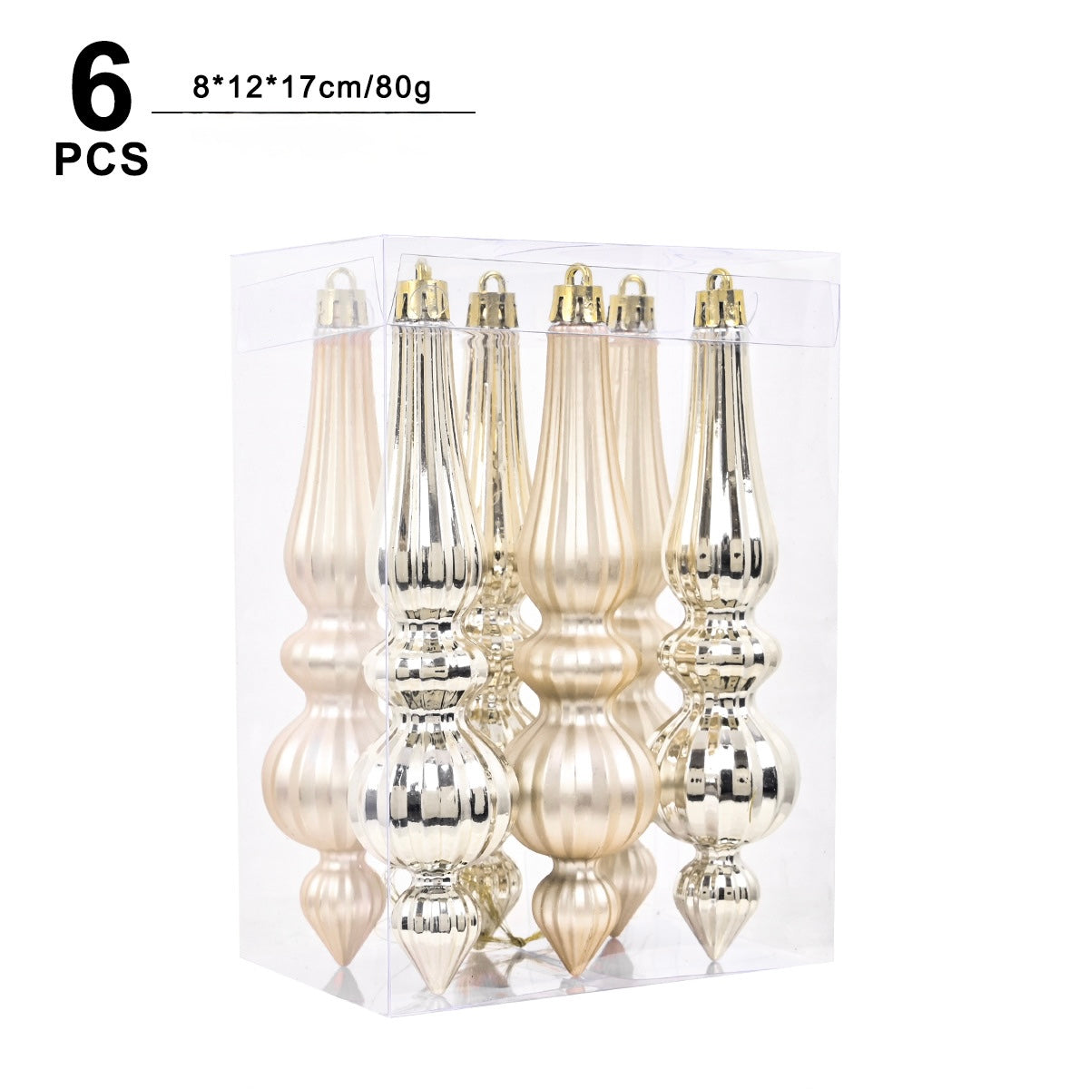 Elegant Christmas Tree Finial Ornaments – Set of 6