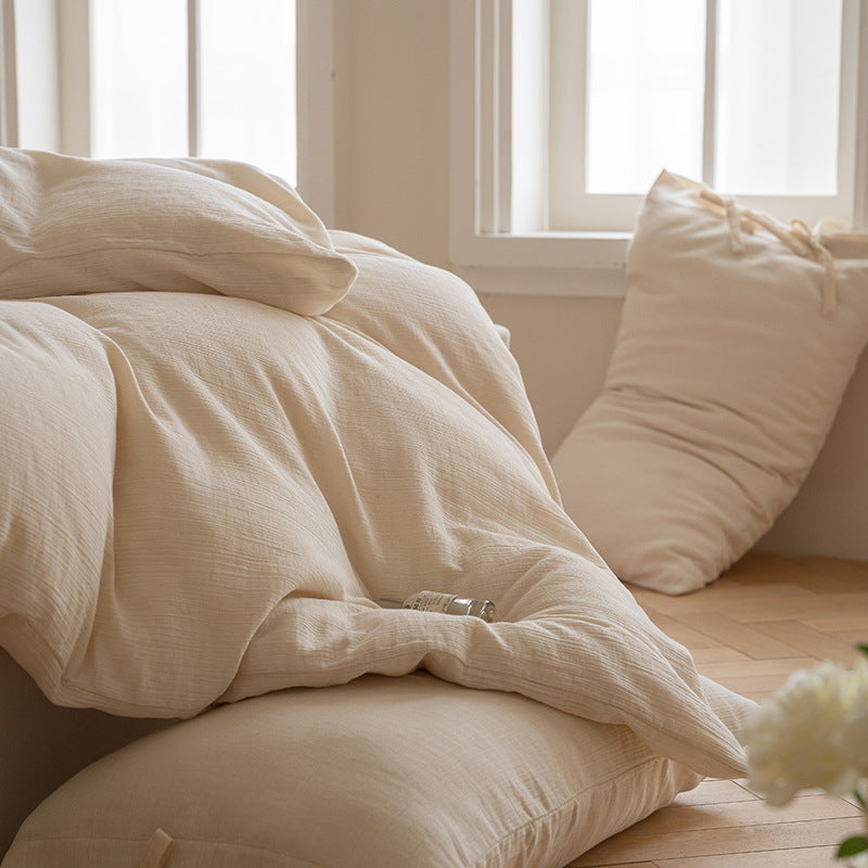 Natural Weave Tie Closure Pure Cotton Bedding Set (60s) Berriscent